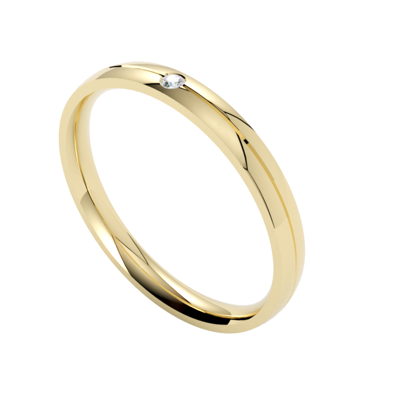 Subtelna obrączka z diamentem z żółtego złota